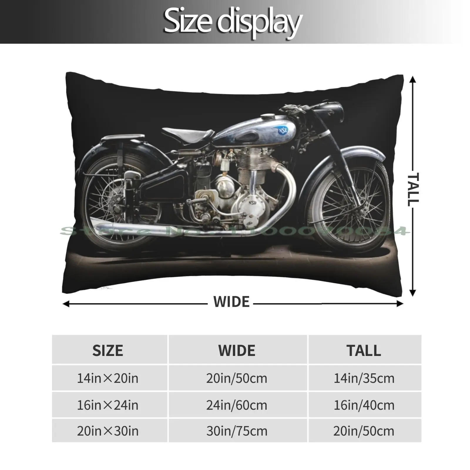 Nsu Konsul Pillow Case 20x30 50*75 Sofa Bedroom Motorcycle Motorbike Classic Vintage Old Motoring Transport Historic German 500