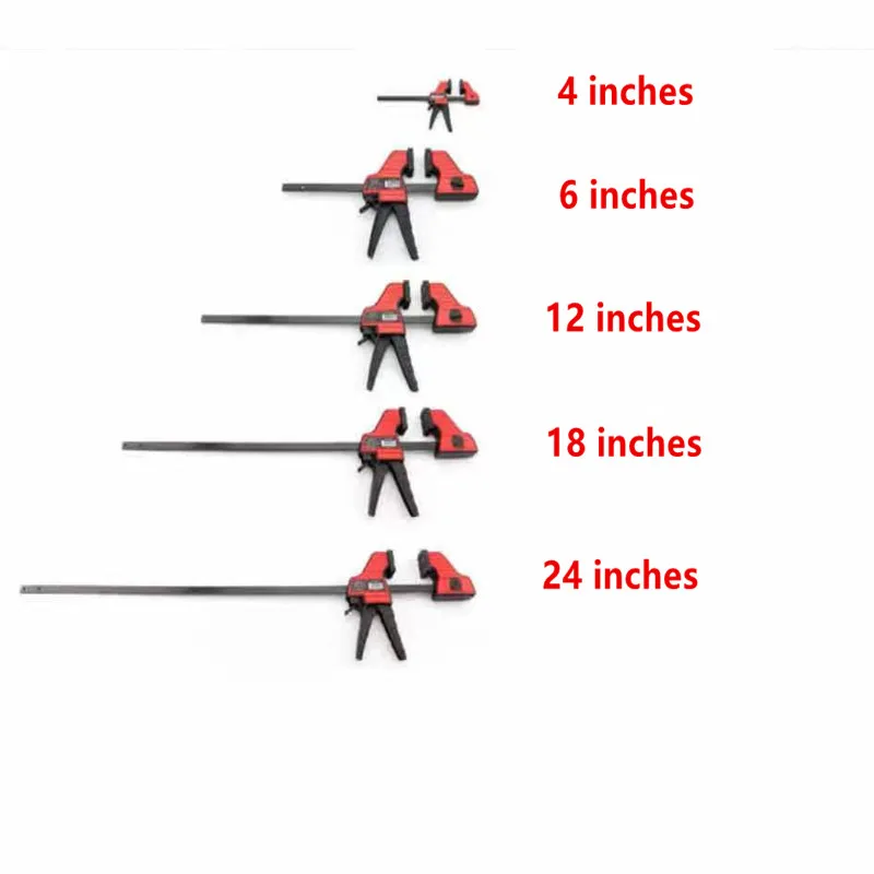 

1-4 шт. 4/6/12/18/24 дюймов быстросъемный зажим для деревообработки F зажим с храповым механизмом комплект сверхпрочных зажимов для деревообработки DIY плотничный ручной инструмент