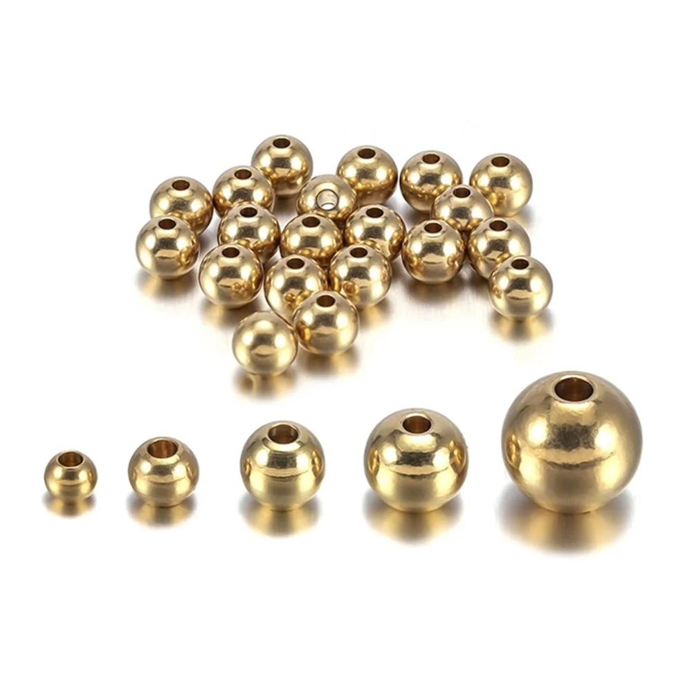 15-100pcs  3/4/5/6/8mm Fashion Brass Round Space Beads Bracelets Loose Ball Charm Bead for DIY Necklaces Jewelry Findings Making