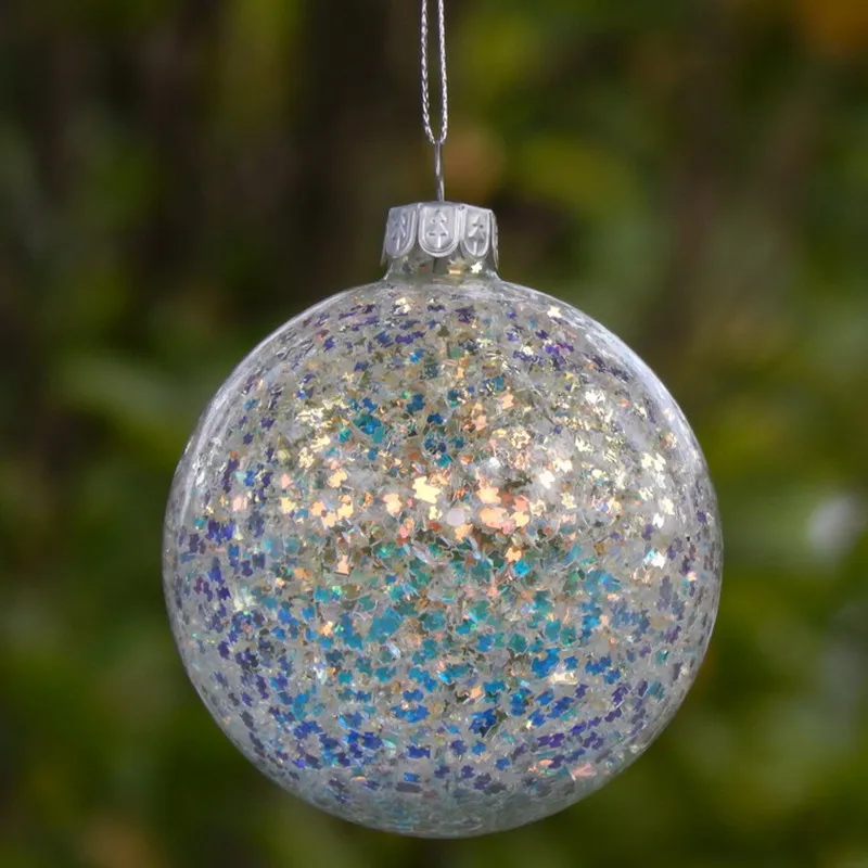 

FS 2pcs/pack Diameter=10cm Round Shaped Inner Pieces Glass Pendant Home Decoration Christmas Tree Hanging Friend Gift