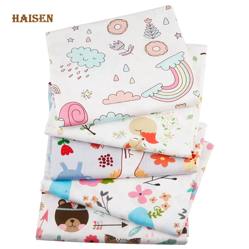 45 Cartoon Design Printed Twill Cotton Fabric Cloth For DIY Handmade Baby&Child\'s Sewing&Quilting Material 5pcs/lot, 20X25cm