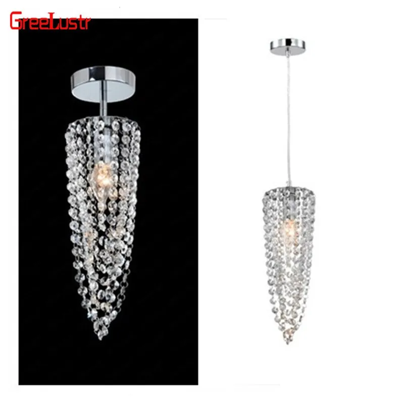 

Simple K9 Crystal Led Ceiling Lamp Chandelier E14 Silver Hanging Pendant Light For Kitchen Plafonnier Lustre Fixtures Lamparas