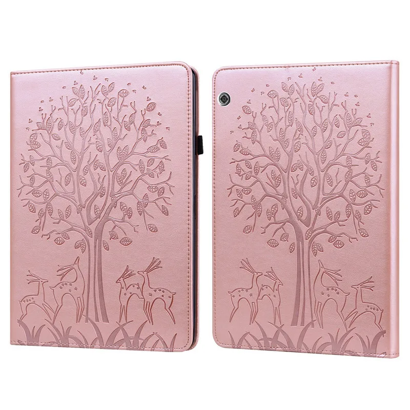 Embossed Tree Deer Flip Cover for Funda Huawei Mediapad T5 Case 10.1
