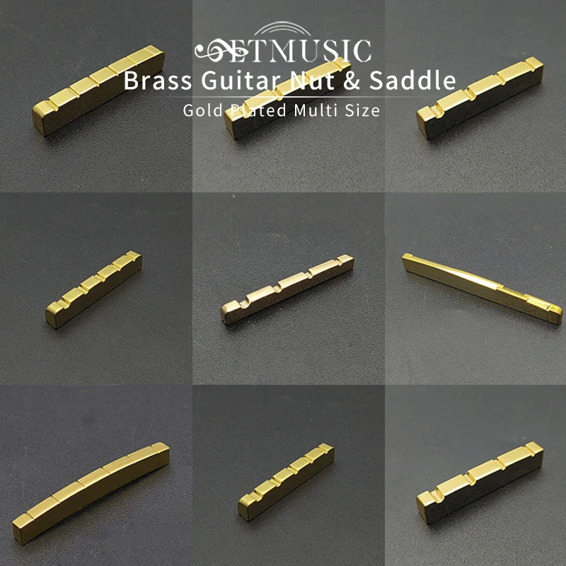 

4/5/6 String Brass Nut and Saddle String Multi Size Brass Gold Plated for Electric Guitar, Acoustic Guitar, Bass Guitar Parts