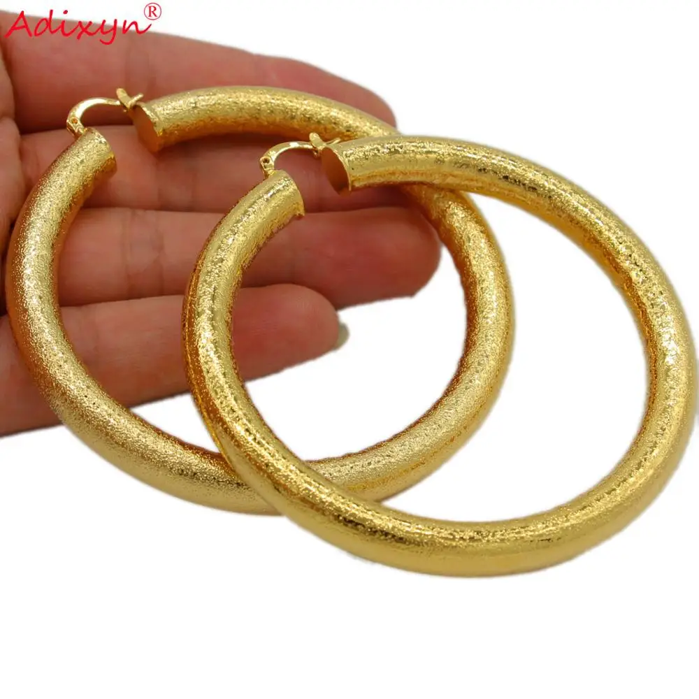 Adixyn Vintage Hoop Earrings For Women Gold Color Big Circle Earrings African India Middle east Party Best Gifts N07104