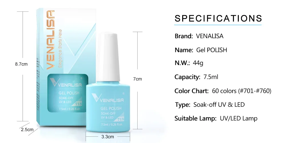 7,5ml Venalisa HEMA-freier TPO-freier Rubber Base Jelly Pink Soak-Off UV LED Gel Nagellack Semi-Permanent Nagel-Maniküre-Lack – Detail 23