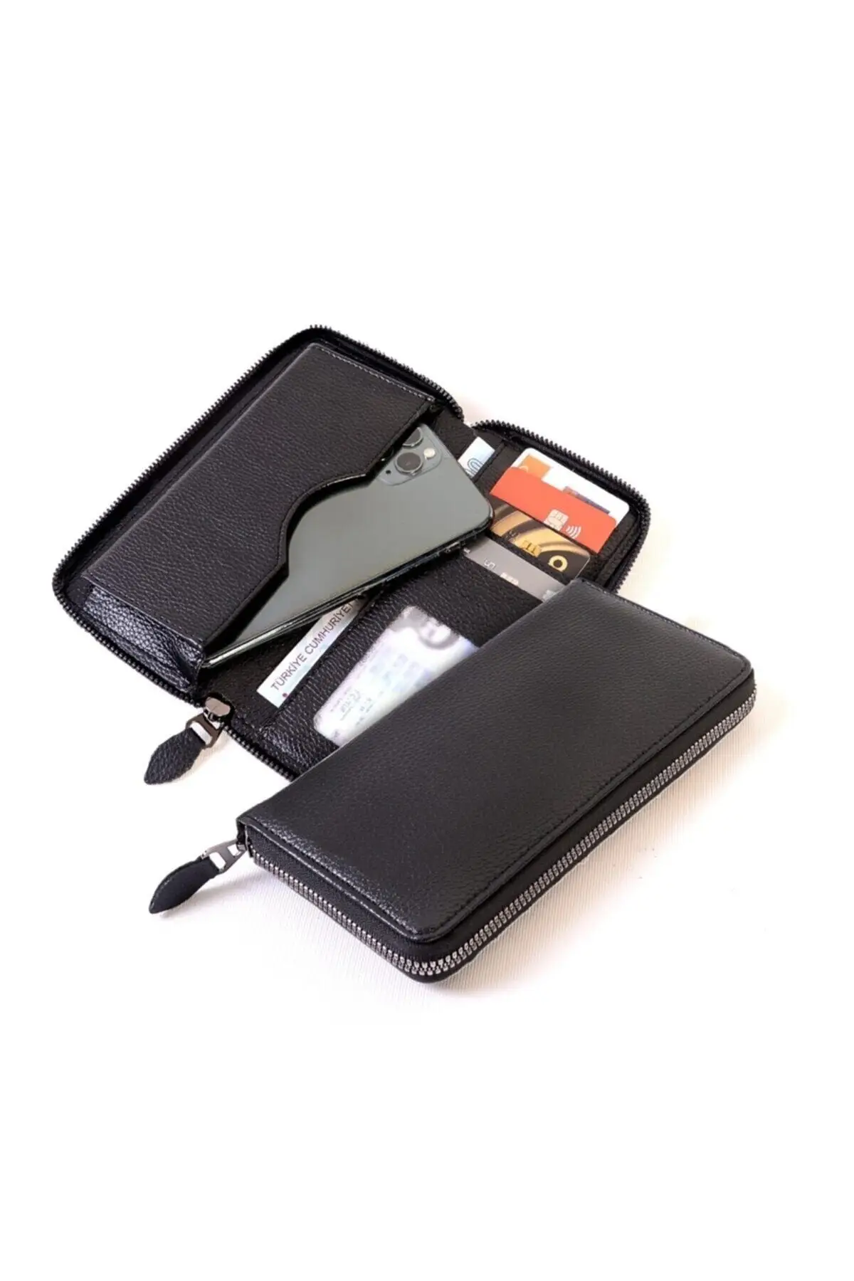 Unisex Vegan Leather Card Holder Wallet with Phone Compartment Club Model