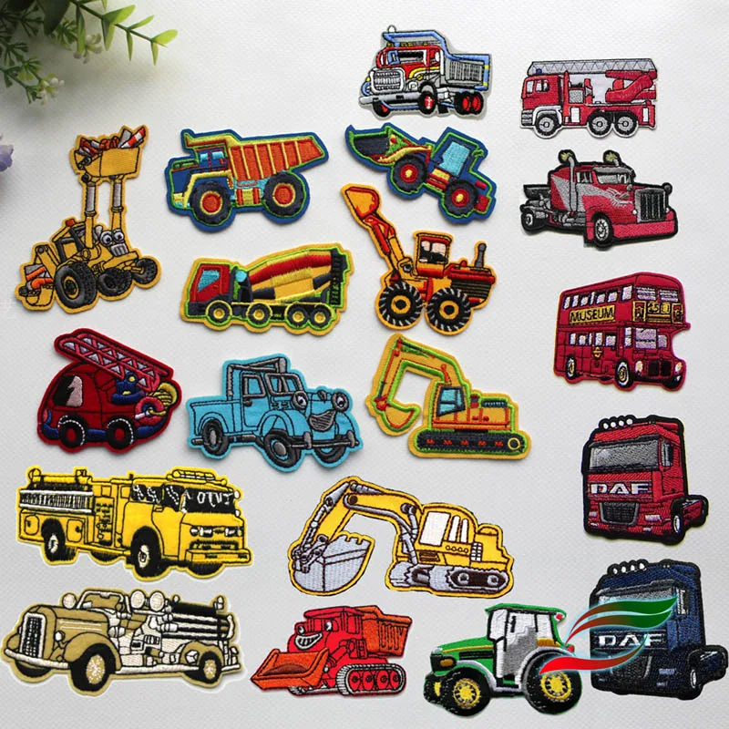 Car Excavator Construction Truck Dump Truck Children Decorative Backing Stickers Cartoon Patch Stickers Car D223