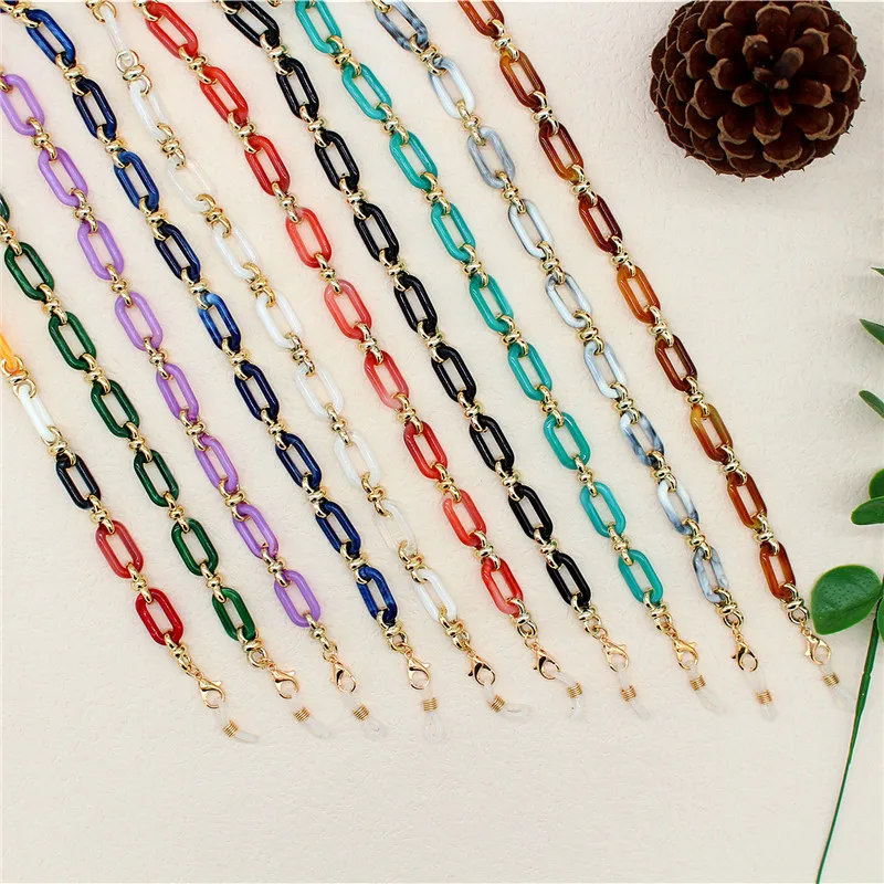 Catene acriliche per maschera per il viso Collana Catena per occhiali Cinghie per occhiali da sole Cordini Donna Uomo Bottone per collo Accessori per portacavo