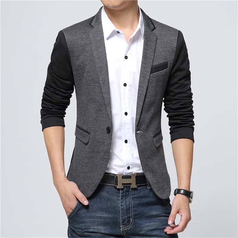 VERSMA 2017 Korean Patch Grey Stripe Suit Blazer Hombre Men Jaqueta Terno Blazer Masculino Casual Jacket Men Blazer Designs 5XL