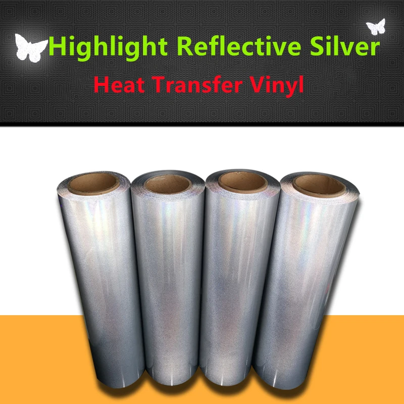 DIY Highlight Reflective Silver Heat Transfer Film Reflecting Lettering Vinyl Iron On Bright Logo Labels For Clothing Sticker