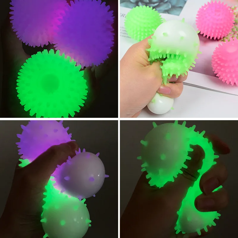 6cm Cute Luminous Ball with Thorns Fidget Toys Kids Massage Balls Decompression Toy Children's Toys Office Pressure Release Toy