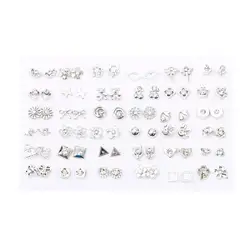 Wholesale 36Pairs/Set Mixed Style Small Heart Star Bowknot Ctystal Geometric Plastic Stud Earrings Set For Women Girls Jewelry