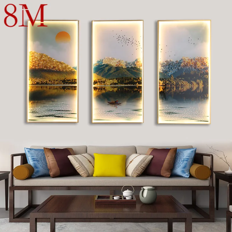 

8M Wall Sconces Lights Contemporary Three Pieces Suit Lamps Landscape Painting LED Creative For Home