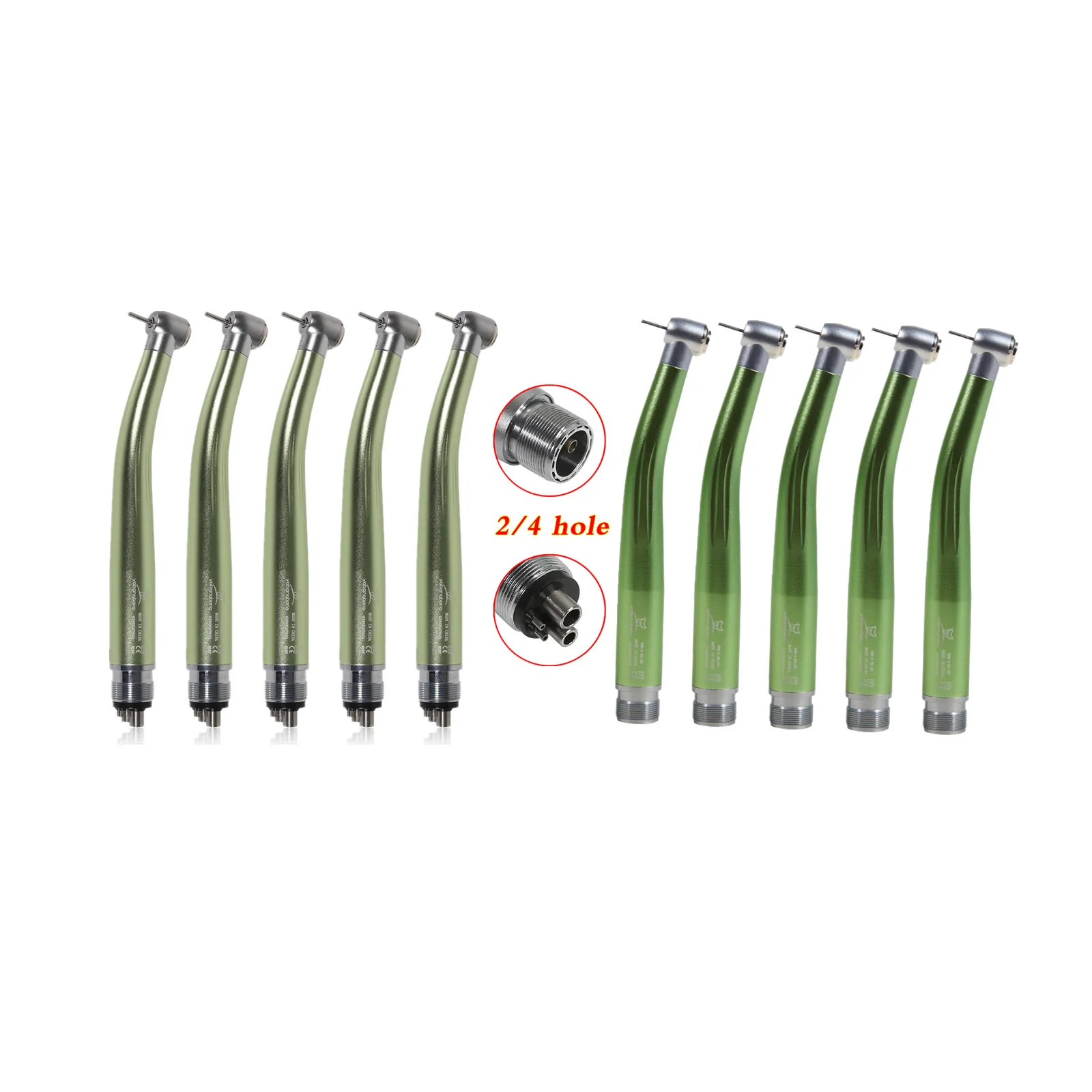 5 pcs Dental handpiece high speed 2/4 Hole Standard Head Single Water Spring green color NSK style