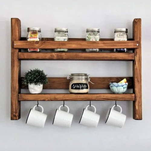 W & S Woody Sharky Kitchen Rack Seasoning Rack Solid Wood Spice Terek