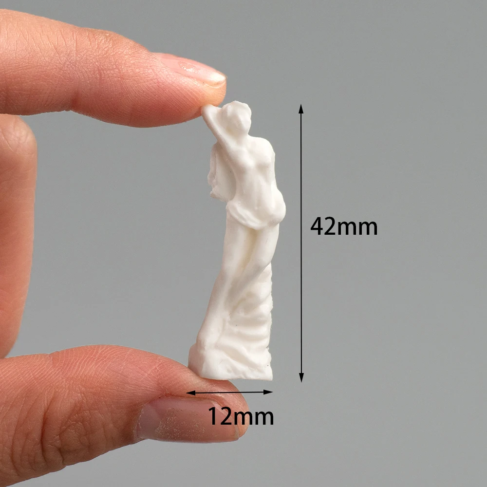 2Pcs 1/12 Dollhouse Miniature Accessories Mini Resin Goddess Statue Model for Doll House Decoration OB11