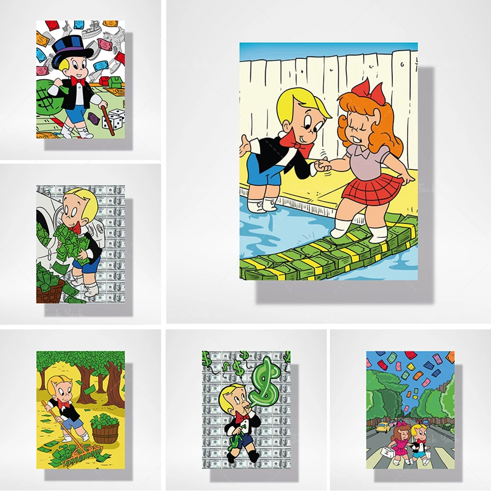 

Richie Rich Raking Money Canvas, Monopoly, Cartoon Canvas, Fan Wall Art, Rich, Home Decor, Various Sizes