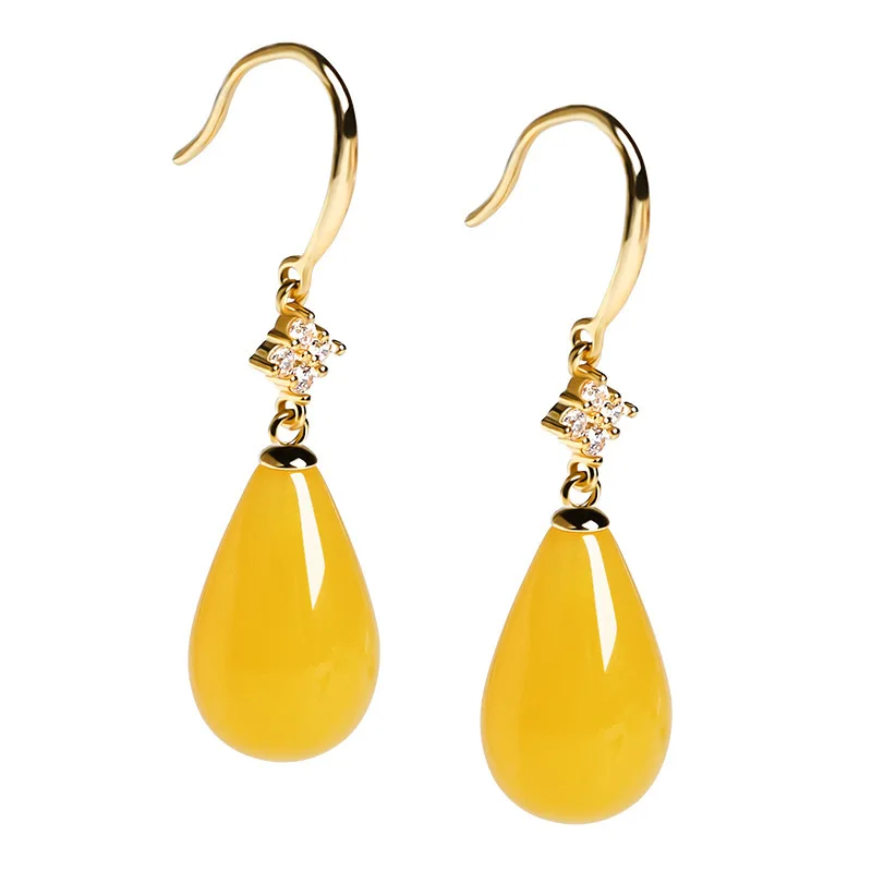 Women Amber Earrings Fashion Natural Red Amber Jewelry 925 Silver Earring Lucky Amulet Gifts For Women Charms Jewellery