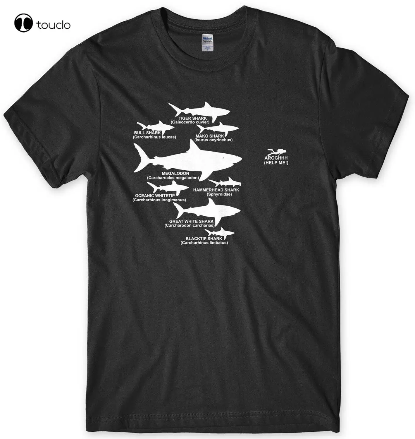 Shark Hierarchy Diver Diving Funny Mens Unisex T-Shirt