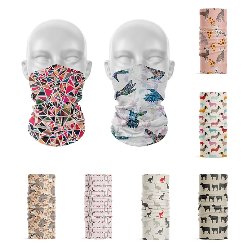 Bufanda deportiva con estampado 3D para mujer, pañuelo con patrón denso en capas, divertido, a prueba de polvo, accesorios para el cabello