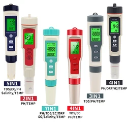 2/3/4/5/7 in 1 phmetro TDS EC ORP salinità SG strumento di temperatura con retroilluminazione Digital Water Quality Monitor Tester per acquario