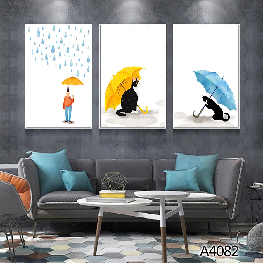 

Modern Oil Painting Print on Canvas 3pcs Modular Color Cartoon Animal Canvas Printing Wall Art Picture Painting for Home Decor