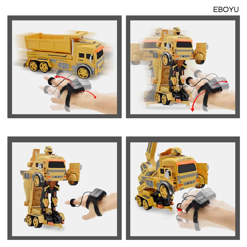 Eboyu 859 Rc Transformator Truck Graafmachine Mixer Rc Techniek Voertuig Robots Modellen Afstandsbediening Auto Rc Vechten Speelgoed Gift