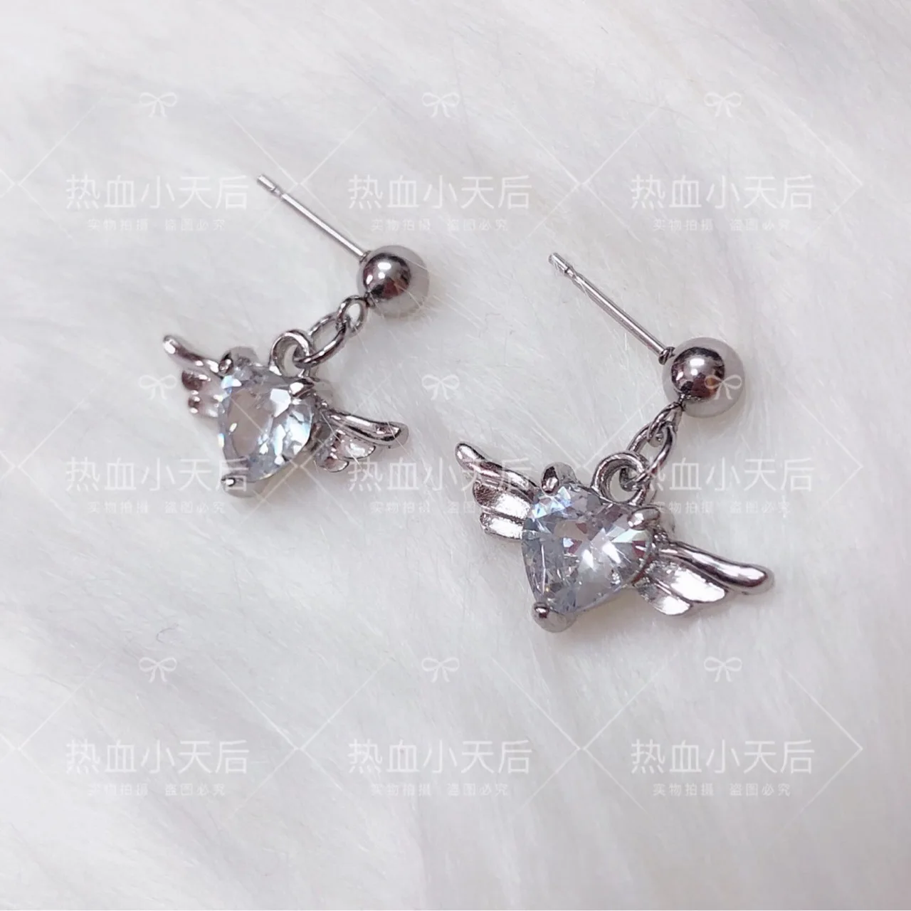 2020 New Silver Plated Heart Wing Stylist Crystal Earrings Drop Dangle Ear Stud For Women Long Cuff Earring Bohemia Jewelry