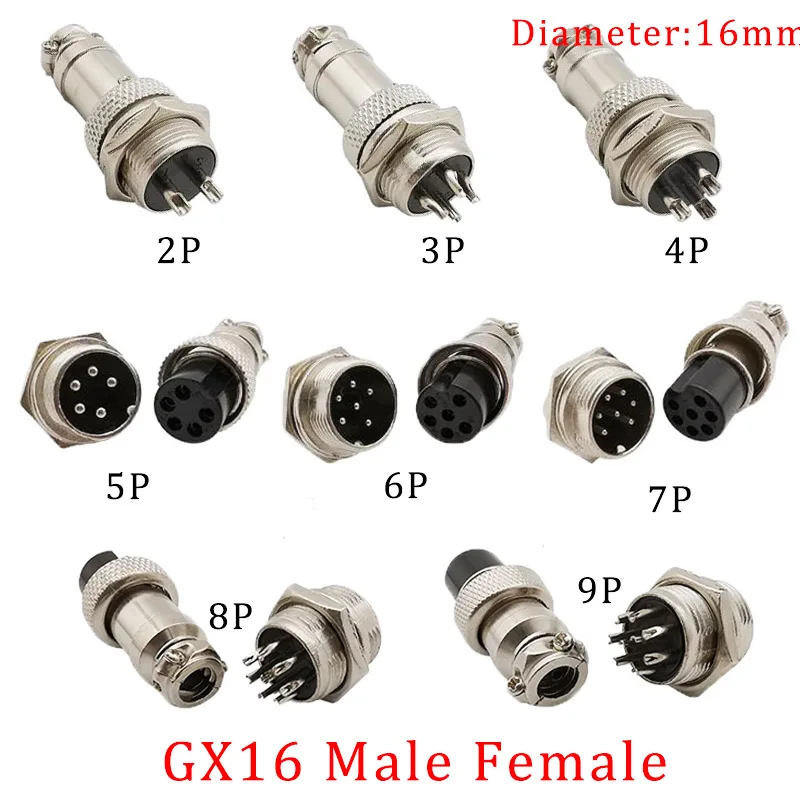 1/2/5Pcs GX16 Aviation Panel Mount 16mm Wire Connector GX16 2/3/4/5/6/7/8Pin Male Female Jack Circular Plug Socket L70-78 Adapte