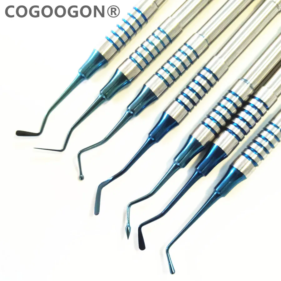 7pcs Dental Composite Resin Filling Spatula Titanium plated Head Resin Filler Set thick handle Restoration set Dental Instrument