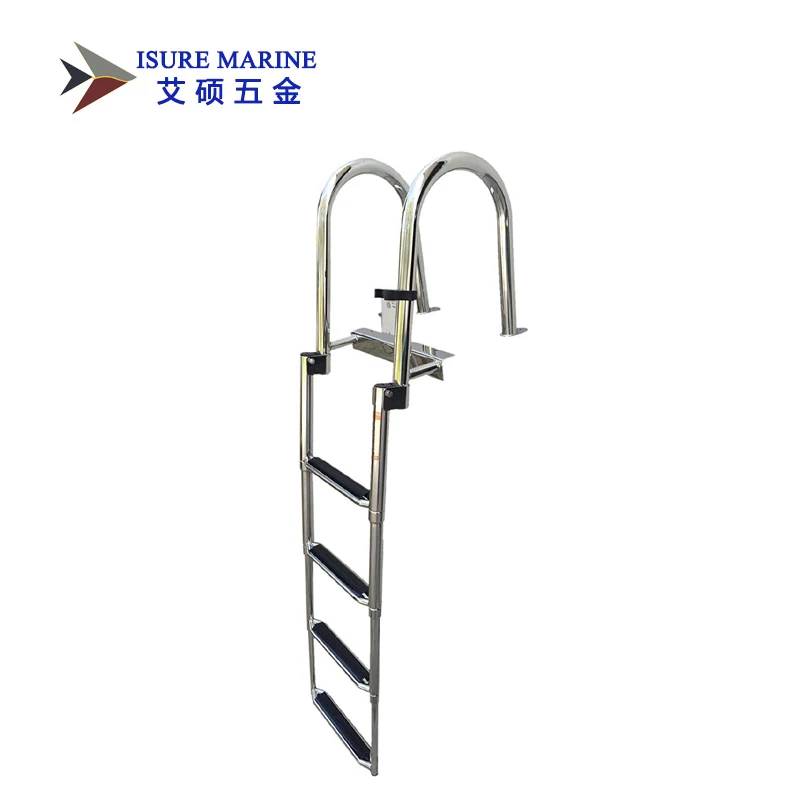 ISURE MARINE Stainless Boat 304 Inboard Rail  4 Step Telescoping Ladder Dock Ladder