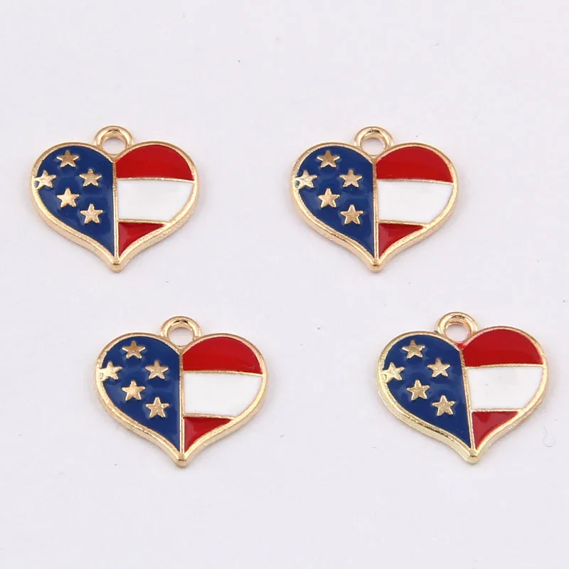 10 PCS/Lot 16*16mm Gold Color Heart Pendants Enamel Charms Handmade For DIY Jewelry Making Fashion Earrings Pendant Necklace