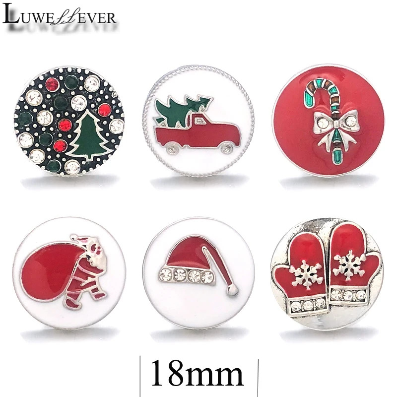 Christmas Component w474 Crystal 18mm Metal Snap Button For Bracelet Necklace Interchangeable Jewelry Women Accessorie Findings