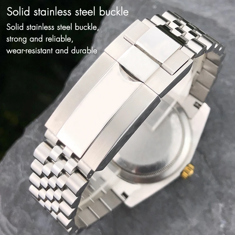 316L Stainless Steel Watchband 20mm Fit for Rolex Datejust Oyster Perpetual 36mm Watch Dial Strap Silver Golden Solid Wristband