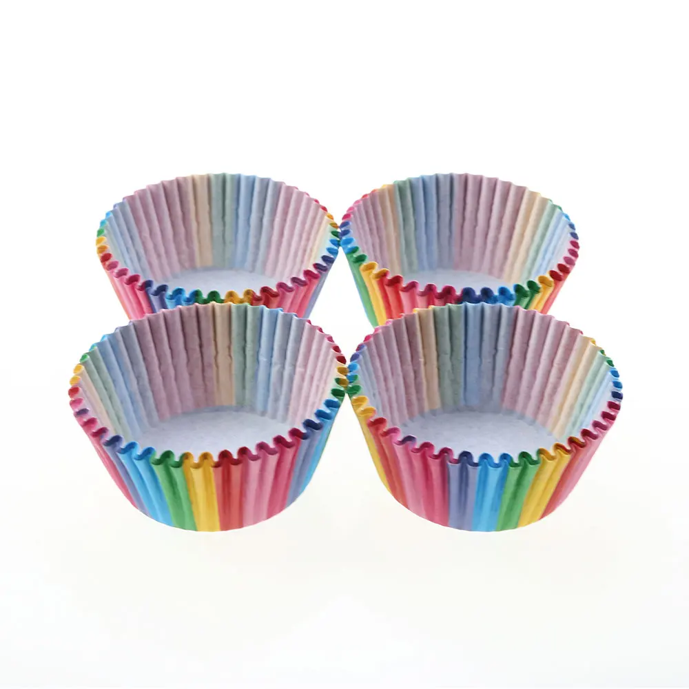 100Pcs Party Supplies Colorful Rainbow Paper Cake Cupcake Liners Baking Muffin Cup Case hot Cake Baking Supplies Tools