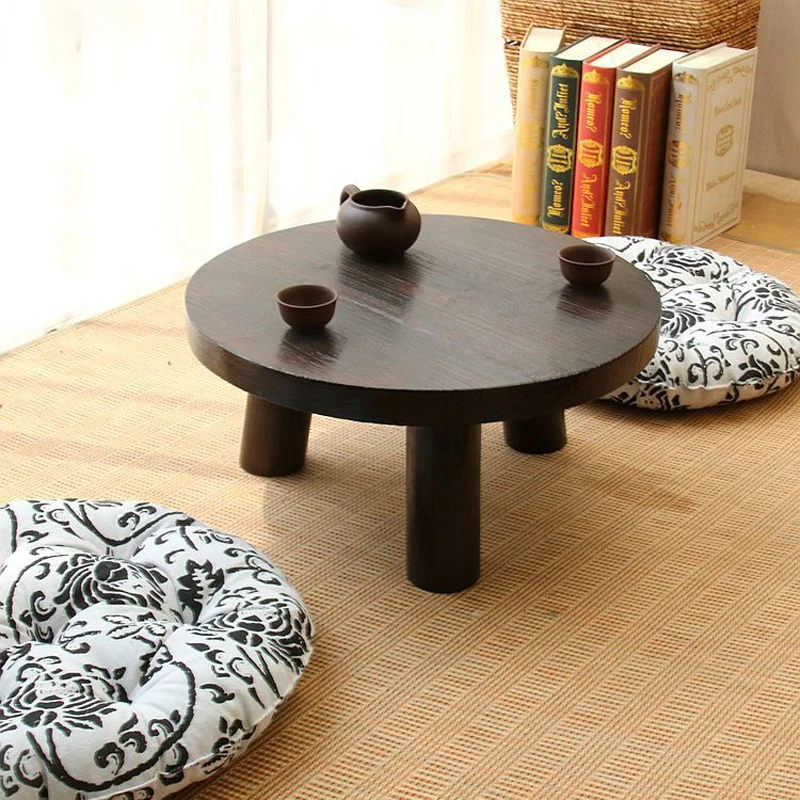 

Japanese Antique Charcoal Color Paulownia Solid Wood Coffee Table With Cushion 50x22cm Traditional Asian Furniture Living Room