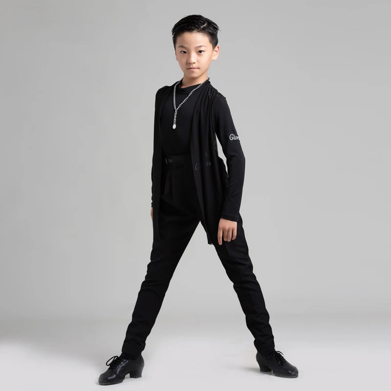New Latina Dance Tops Boys Ballroom Pants Long Sleeve Salsa Dancewear Stage Costume Tango Dancewear Rumba Dance Outfit JL3643