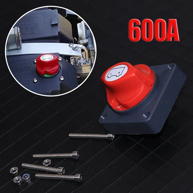 

JEAZEA 600A Car Battery Isolator Main Switch Emergency Stop Pole Separator For RV Boat Marine Truck Winch Power Cables