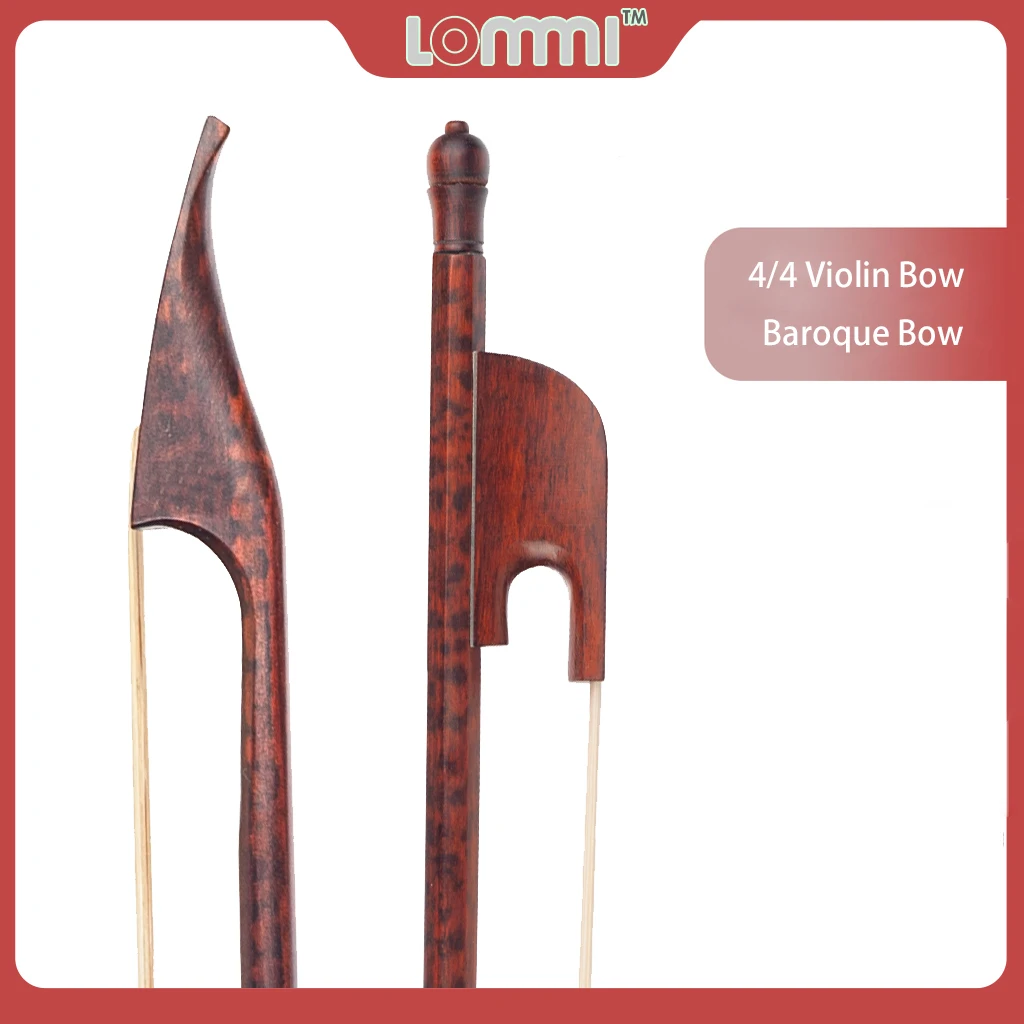 

LOMMI Professional 4/4 Violin Bow Baroque Snakewood Violin Bows Natural Bow Hair Straightstiff Strong Arch Great Balance Bow