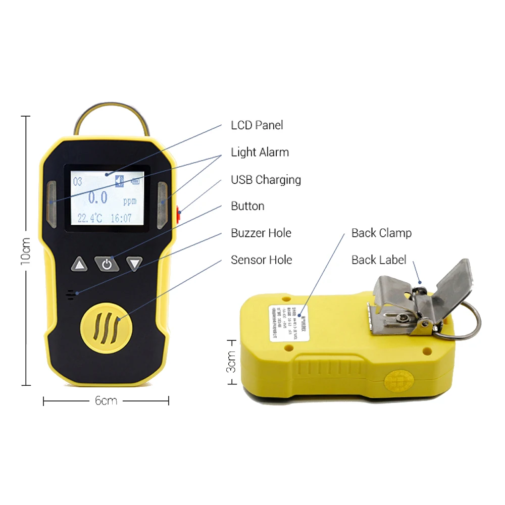 Imagem -02 - Medidor Portátil do co do Monóxido de Carbono do Detector de Gás do co da Indústria Água Poeira & à Prova de Explosões Usb Chargea 01000ppm