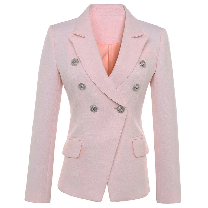 Chaqueta barroca de diseñador para mujer, Blazer plateado con botones de León, doble botonadura, prendas de vestir exteriores, 2022