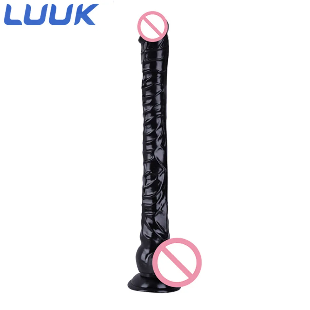 LUUK Super Long 40cm Dildo Suction Cup Soft Dick Irregular Stripe Stimulate Massage Vaginal Masturbation Woman Realistic Penis