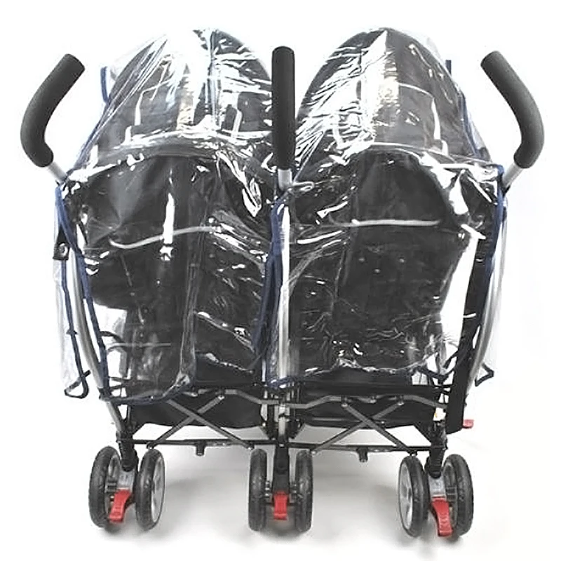 Universal Side-by-side Twin Stroller Rain Cover Adjustable Windproof Dustproof And Transparent Ventilated For Baby Cover Ca K9S0