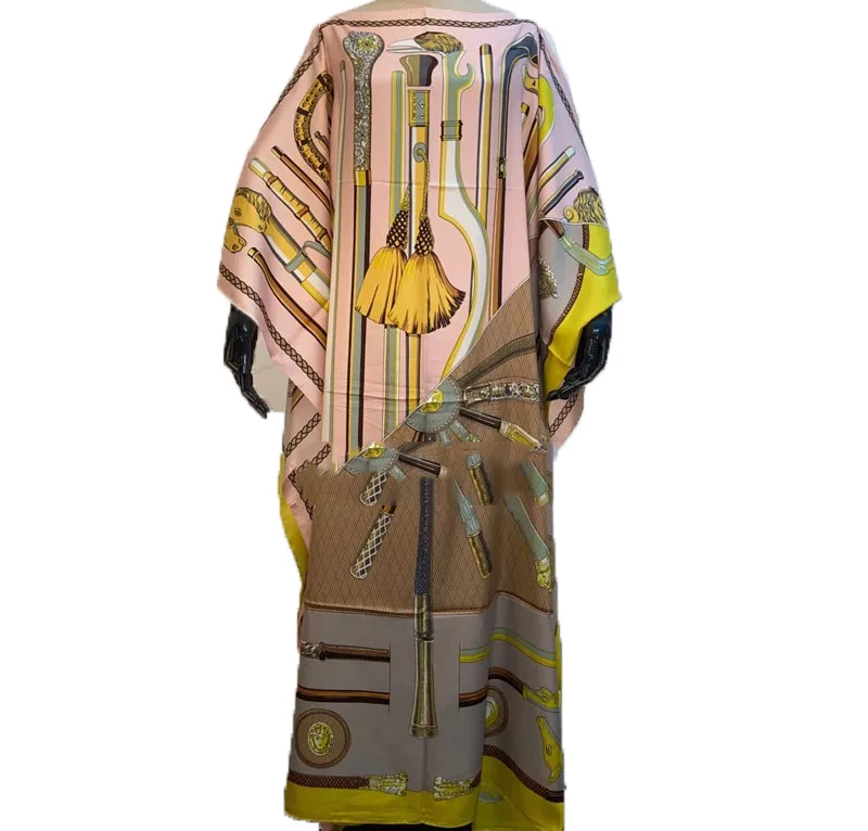 Vestidos africanos para mujer elegante estampado verano Boho Kaftan Maxi vestido Turquía mujeres musulmanas seda Abaya Riche caftán femenino