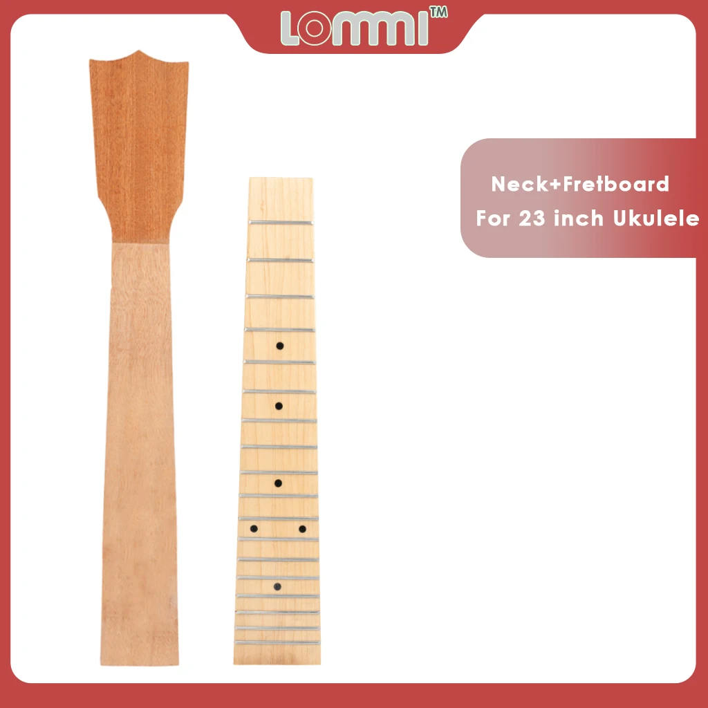 

LOMMI 23 inch Concert Ukulele Parts Mahogany Ukulele Neck And Fretboard Maple 18 Frets Uke Fingerboard With Black Dots Inlay