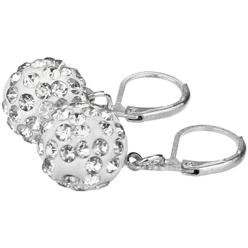 Cubic Zirconia Crystal Dangle Drop Leverback Round Diamond Earring Set