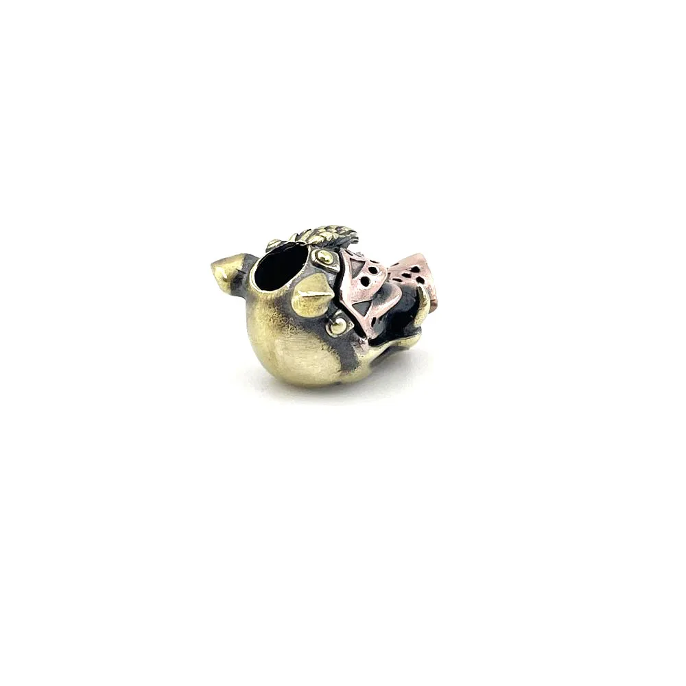 Pig Head Knife Beads EDC Wear Paracord Tools Brass Copper Lanyard Pendants Animal Style Key Rings Zipper DIY Accessories