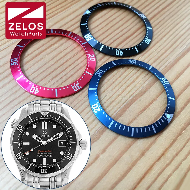 33.15mm Luminous Aluminum watch bezel insert wheel for mens' OMG Omega Sea-Master automatic watch case parts 212.30.36.20.01.001