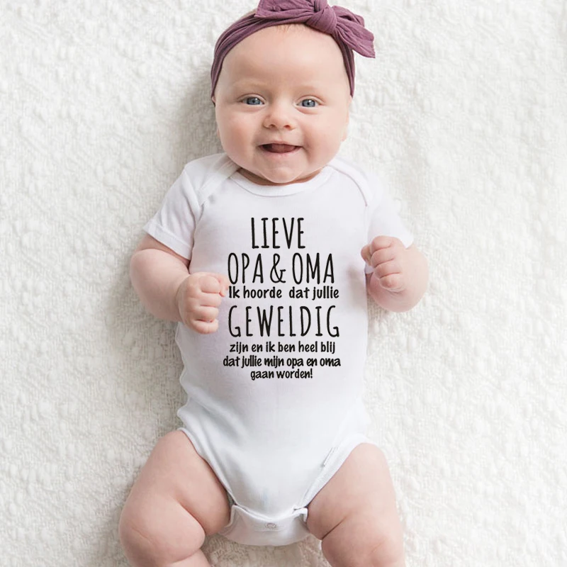 Funny Baby Bodysuit LIEVE OPA & OMA Ik hoorde dat jullie Print Newborn Baby Pregnancy Announcement Bodysuit Cotton Onesie